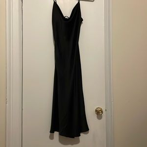 Black satin Zara midi slip dress. Worn once! Perfect condition.